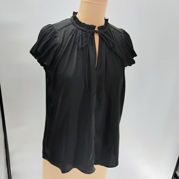 PHILOSOPHY Black V-Neck Ruffle Sleeve Tank Top Women's Size S - Picture 4 of 13